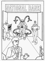 coloriage spiderman vole a la national bank